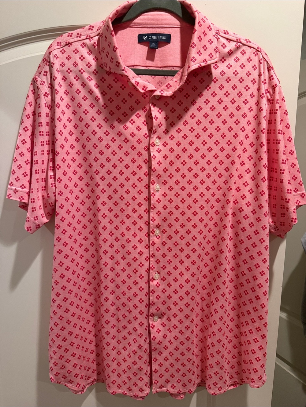 Daniel Cremieux Pink Short-Sleeve Button-Down with Magenta Geometric Print
